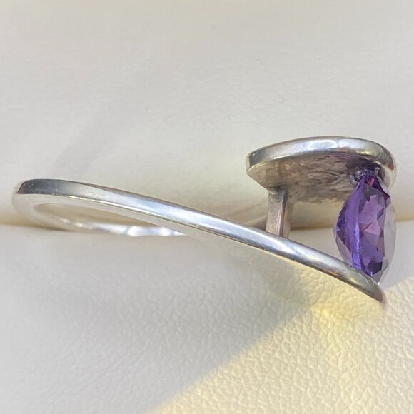 Rare Blue Purple Topaz Sterling Silver Modernist Ring Sz. 8.75 - 7.4 gm 3 Carats - Picture 3 of 16